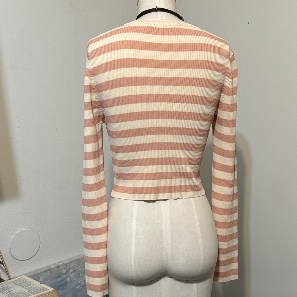 Zara Cream and Tan Striped Cardigan - Picture 8 of 8